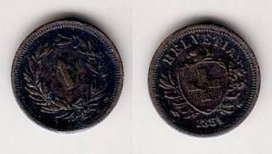 1 Rappen Kupfer Münze Schweiz 1851