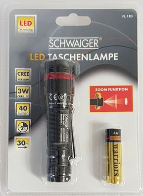 Schwaiger LED Taschenlampen  Set   FL 100 SET COB 3W  Neu+OVP 0731