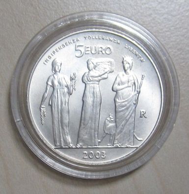 San Marino Silber 5 Euro 2003 Republik 1700 J. San Marino, Selten aus KMS