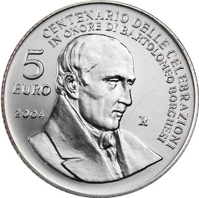 San Marino Silber 5 Euro 2004 Borghesi, Selten aus KMS