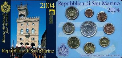 San Marino KMS 2004 mit Silber-Sondermünze Borghesi , in stgl.