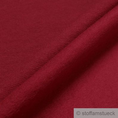 0,5 Meter Stoff Baumwolle Single Jersey angeraut kirschrot Sweatshirt weich rot