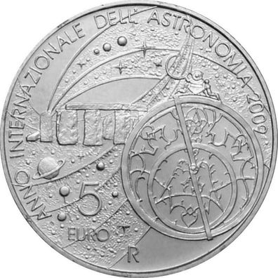 San Marino Silber 5 Euro 2009 Jahr der Astronomie, Selten aus KMS