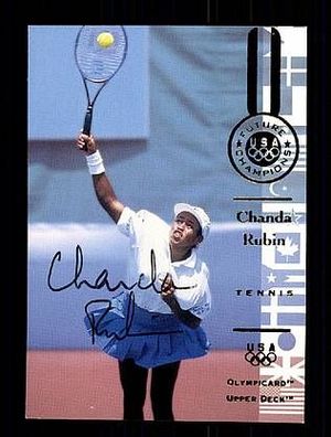 Chanda Rubin TOP Upper Deck Sammelkarte Original Signiert Tennis + A47399