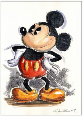 Klausewitz: Original Feder und Aquarell auf Aquarellkarton: Mickey Mouse/ 29,7x42 cm
