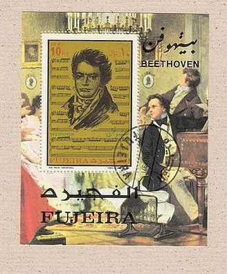 Motiv - ( Musik - Persönlichkeit ) Ludwig van Beethoven Block gestempelt