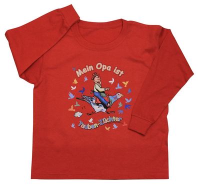 Kinder Sweatshirt mit Print - Mein Opa ist Tauben-Züchter - TB341 rot - 110/116