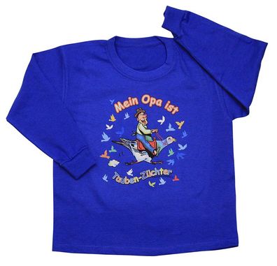 Kinder Sweatshirt mit Print - Mein Opa ist Tauben-Züchter - TB342 blau - Gr. 122/128