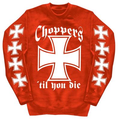 Sweatshirt mit Print - Choppers - 10116 - versch. farben zur Wahl - rot / L