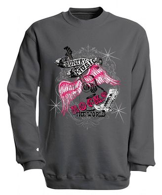 Sweatshirt mit Print - Country Music - S10247 - versch. farben zur Wahl - Gr. grau /