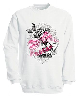 Sweatshirt mit Print - Country Music - S10247 - versch. farben zur Wahl - Gr. weiß /