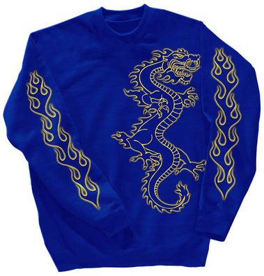 Sweatshirt mit Print - Drache Drake - 10114 - versch. farben zur Wahl - blau / XL