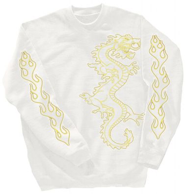 Sweatshirt mit Print - Drache Drake - 10114 - versch. farben zur Wahl - weiß / L