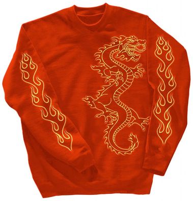 Sweatshirt mit Print - Drache Drake - 10114 - versch. farben zur Wahl - rot / XXL