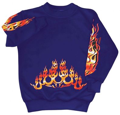 Sweatshirt mit Print - Feuer Flammen Fire- 10115 - versch. farben zur Wahl - blau / M