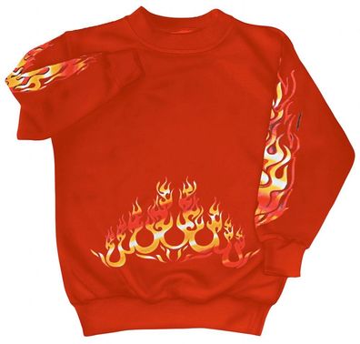 Sweatshirt mit Print - Feuer Flammen Fire- 10115 - versch. farben zur Wahl - rot / L