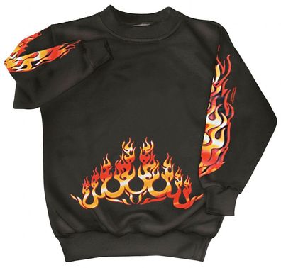 Sweatshirt mit Print - Feuer Flammen Fire- 10115 - versch. farben zur Wahl - schwarz