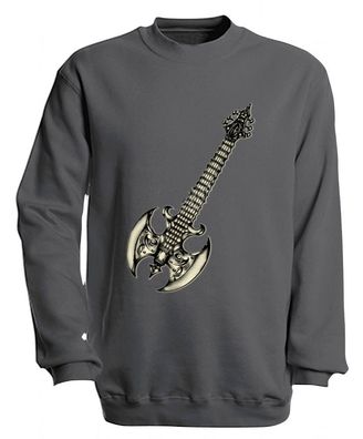 Sweatshirt mit Print - Guitar - S10252 - versch. farben zur Wahl - Gr. grau / M