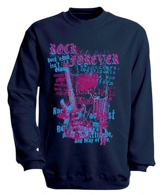 Sweatshirt mit Print - Rock forever - S10254 - versch. farben zur Wahl - Gr. Navy / S