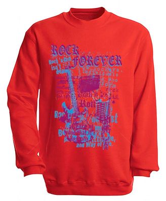 Sweatshirt mit Print - Rock forever - S10254 - versch. farben zur Wahl - Gr. rot / L