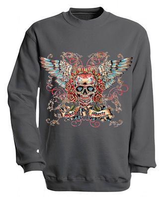 Sweatshirt mit Print - Santa Muerte - versch. farben zur Wahl - S10282 - Gr. grau / S