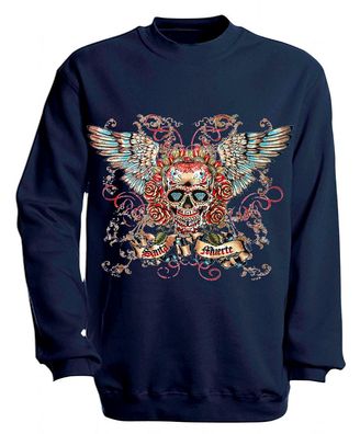 Sweatshirt mit Print - Santa Muerte - versch. farben zur Wahl - S10282 - Gr. Navy / S