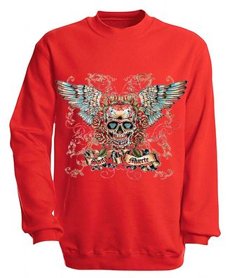 Sweatshirt mit Print - Santa Muerte - versch. farben zur Wahl - S10282 - Gr. rot / XL