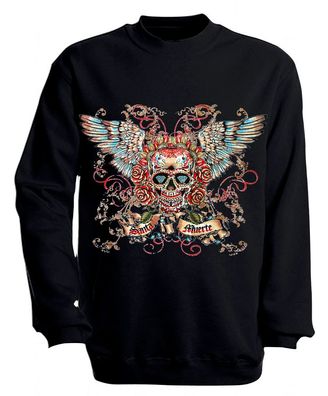 Sweatshirt mit Print - Santa Muerte - versch. farben zur Wahl - S10282 - Gr. schwarz