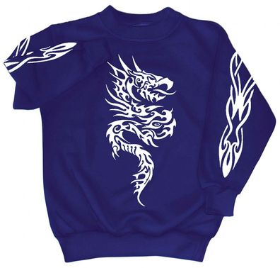 Sweatshirt mit Print - Tattoo - 09067 - versch. farben zur Wahl - blau / L