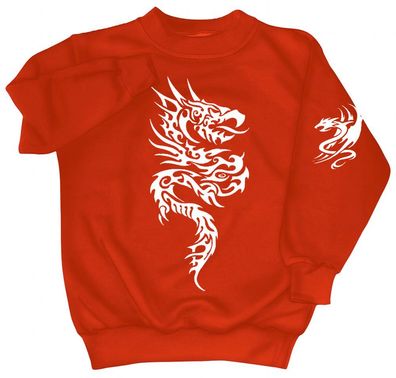 Sweatshirt mit Print - Tattoo Drache - 09020 - versch. farben zur Wahl - rot / XL