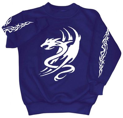 Sweatshirt mit Print - Tattoo Drache - 09036 - versch. farben zur Wahl - Gr. blau / X