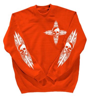 Sweatshirt mit Print - Totenkopf - 10119 - versch. farben zur Wahl - Gr. rot / S