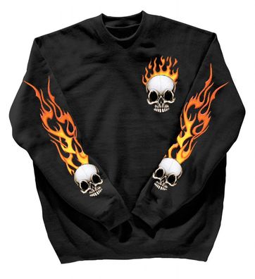 Sweatshirt mit Print - Totenkopf Fire - 10112 - versch. farben zur Wahl - schwarz / X
