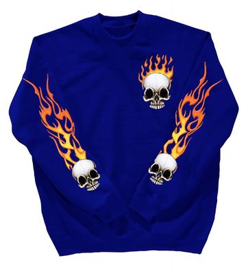 Sweatshirt mit Print - Totenkopf Fire - 10112 - versch. farben zur Wahl - blau / XL