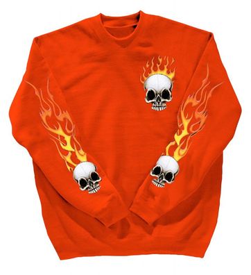 Sweatshirt mit Print - Totenkopf Fire - 10112 - versch. farben zur Wahl - rot / 4XL