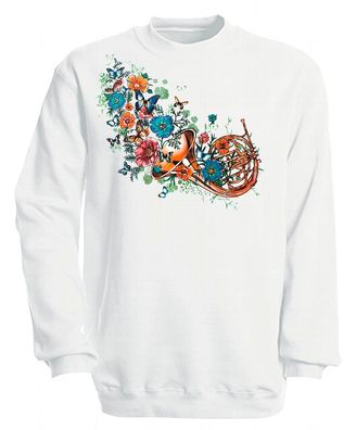 Sweatshirt mit Print - Trompete - S10283 - versch. farben zur Wahl - Gr. weiß / S