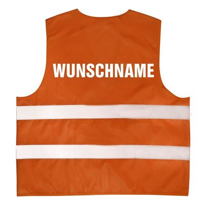 Kinder Warnweste in 4 Farben mit Aufdruck "Wunschname" 11704 Orange