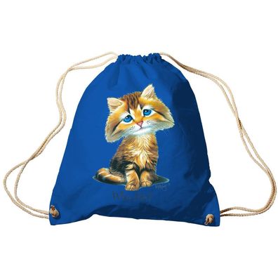 Trendbag Sporttasche Turnbeutel Print Katze Cat Who me? - 65141 versch. Farben Royal