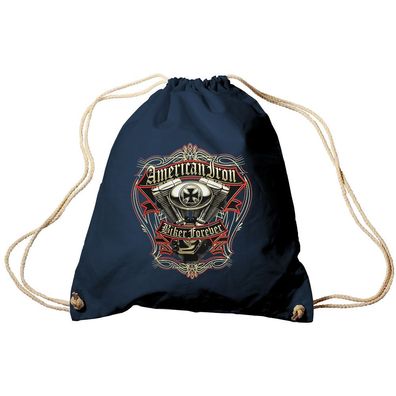 Sporttasche Turnbeutel Trend-Bag Print American Iron Biker Forever TB15701 Navy