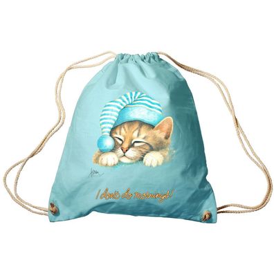 Sporttasche Turnbeutel Trend-Bag Print Cat Katze i don´t do mornings - KA057/2 hellb