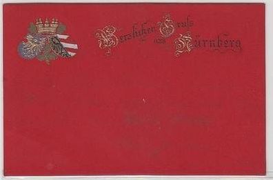58358 geprägte Wappen Ak Herzlichen Gruss aus Nürnberg 1898
