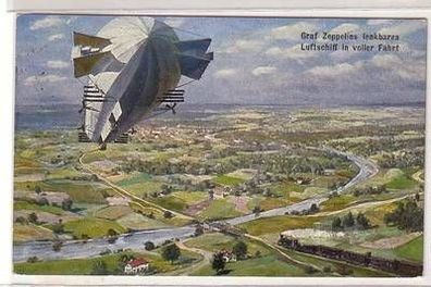 47509 Ak Graf Zeppelins lenkbares Luftschiff in voller Fahrt 1908