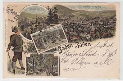 58193 Ak Lithographie Gruss aus Baden-Baden 1898
