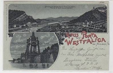 57901 Ak Gruss aus Porta Westfalica bei Minden i.W. 1898