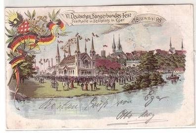 23486 Ak VI. Deutsches Sängerbundes-Fest Festhalle u. Festplatz in Eger 1898