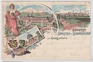 58351 Ak Lithografie Grossenhain Gruss von der Ausstellung für Gewerbe ... 1897