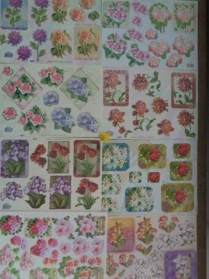 8x TBZ 3D Bogen geprägt & Folienverziert : Blumen Blüten