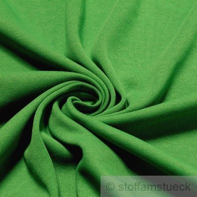 0,5 Meter Stoff Baumwolle Interlock Jersey grün T-Shirt weich dehnbar grasgrün