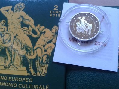 Original 2 euro 2018 PP Vatikan Kulturerbe Michelangelo Laokoon Gruppe