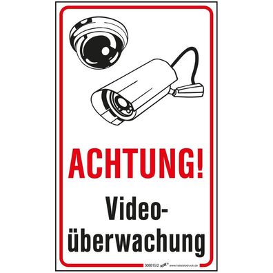 Hinweisschild Schild - Achtung ! Videoüberwachung - Gr. ca. 5 cm x 8,3 cm - 308815/